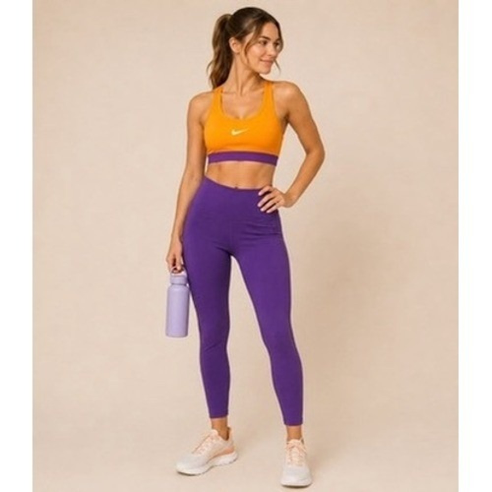 Nike Women's Dri-FIT Racerback Sports Bra Orange Purple Size Medium